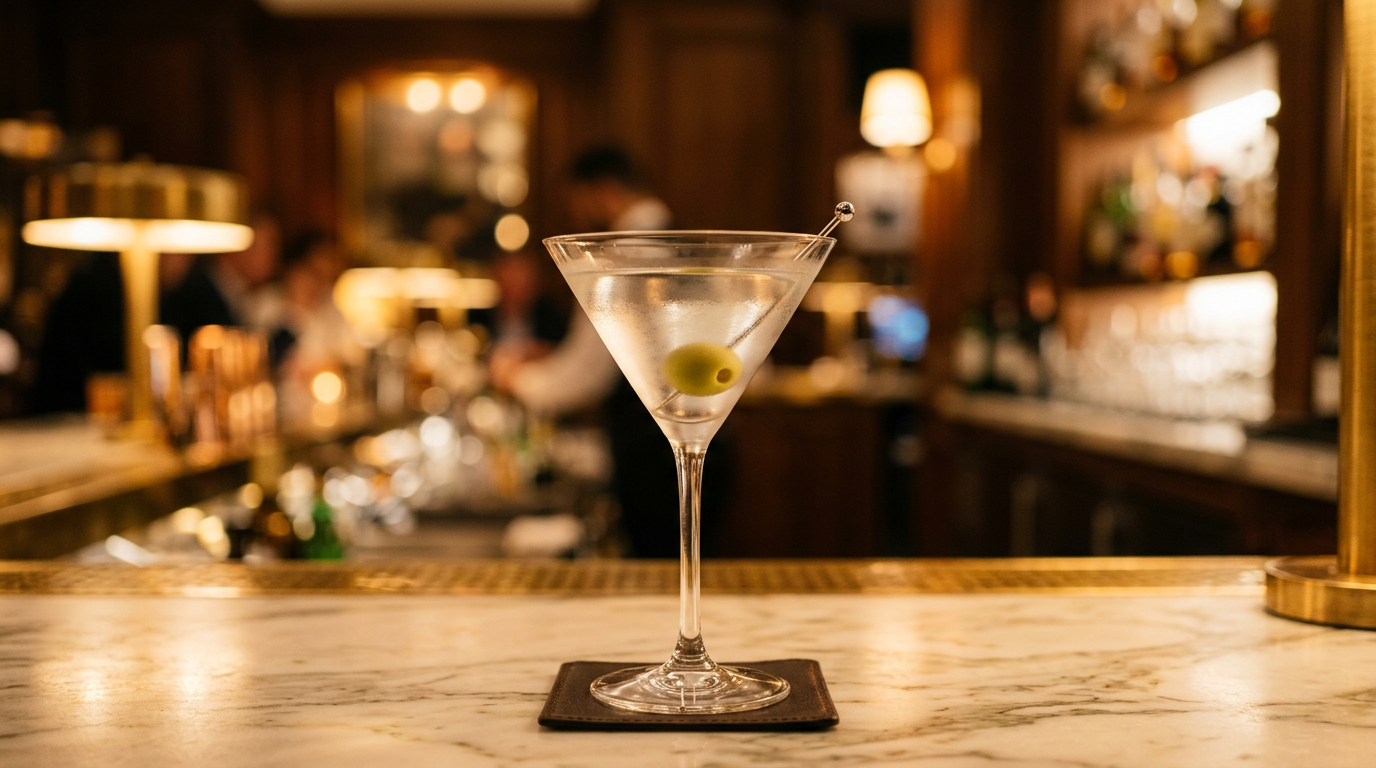 Pink cosmopolitan in a coupe with lime twist, green checkered floor and plants soft in the background.